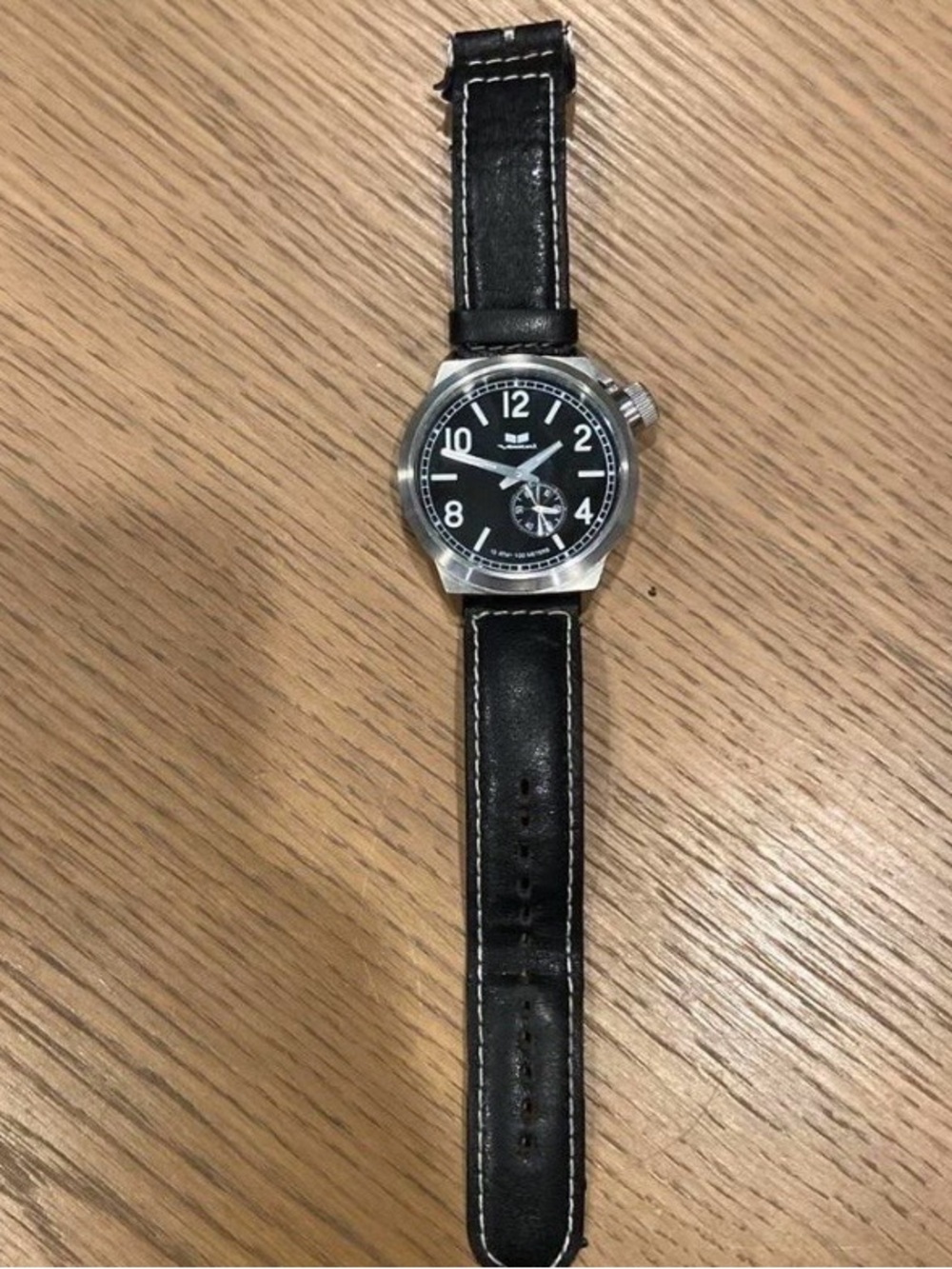 Vestal Men's Black Leather Strap Watch - Classic Analog Design